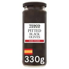 Tesco Pitted Black Olives 330G