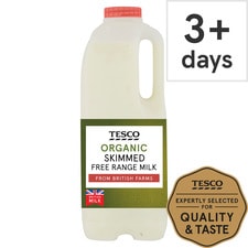 Tesco Organic Free Range Skimmed Milk 1.136L, 2 Pint