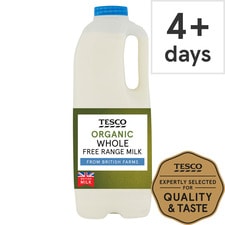 Tesco Organic Free Range Whole Milk 1.136L, 2 Pint