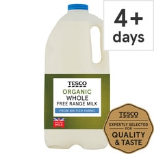 Tesco Organic British Whole Milk 2.272L/4 Pints