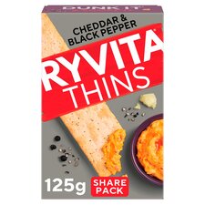 Ryvita Cheddar & Crack Black Pepper Thins 125G