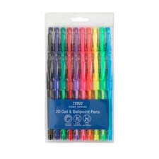 Tesco Coloured Gel & Ballpoint Penset 20 Pk- Bulk Tray