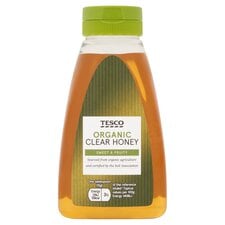 TESCO ORGANIC   SQUEEZY CLEAR   HONEY 340G      