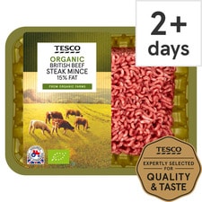 Tesco Organic Beef Steak Mince 15% Fat 500G