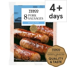 Tesco British Pork Sausages 8 Pack 454G