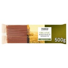 Tesco Organic Whole Wheat Spaghetti Pasta 500G