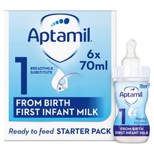 Aptamil 1 First Infant Baby Milk Formula Liquid Starter Pack Ready to Feed from Birth 6x70ml