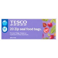 Tesco Zip Seal Food & Freezer Bags Medium 20S