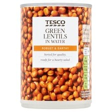 Tesco Green Lentils In Water 390G