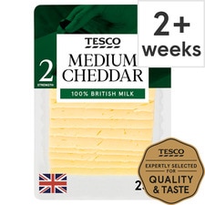 Tesco British Medium Cheddar 10 Slices, 250 G