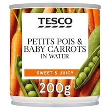 Tesco Petits Pois & Baby Carrot Water 200G