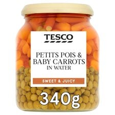 Tesco Petits Pois & Baby Carrot Water 340G