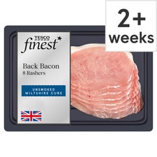 Tesco Finest Unsmoked Wiltshire Cured Back Bacon 8 Pack 240G