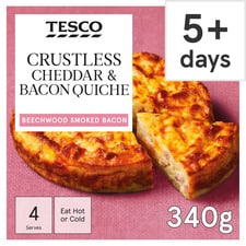 Tesco Crustless Cheddar & Bacon Quiche 340G