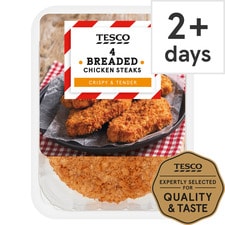 Tesco Breaded Chicken Steaks 4 Pack 505G