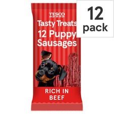 Tesco Sausages Beef Puppy Treats 12 Sausages 30G