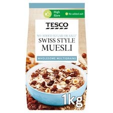 Tesco Swiss Style No Added Sugar Muesli 1Kg