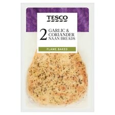 Tesco Garlic & Coriander Naan 2 Pack 260G