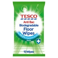 Tesco Antibacterial Floor Wipes Apple 15Pack