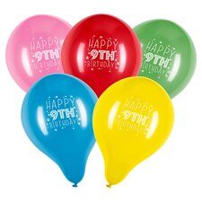 Tesco 10 Pack Happy Birthday Balloons Age 9