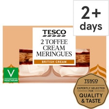 Tesco 2 Fresh Toffee Cream Meringues 60G