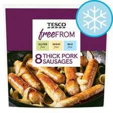 Tesco Free From 8 Thick Pork Sausages 454G