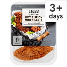 Tesco Hot & Spicy Breaded Chicken Mini Fillets 305G