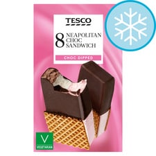 Tesco Neapolitan Chocolate Sandwich 8X90ml