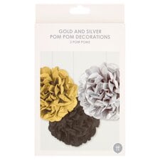 Gold and Silver Paper Pom Decoration