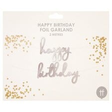 Silver Happy Birthday Foil Garland