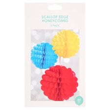 Scallop Honeycomb Decorations 3 Pack Rainbow