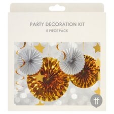 Party Decoration Kit 8 Pc Gold & Silver