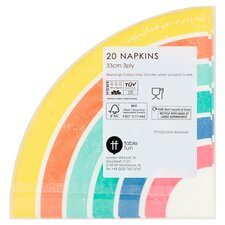 Die Cut Rainbow Napkin 33Cm 3Ply 20 Pack