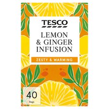 Tesco Lemon & Ginger 40 Tea Bags 80G