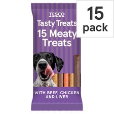 Tesco Meaty Treats With Chicken Beef & Liver 135G