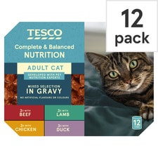 Tesco Cuts In Gravy Tinned Cat Food 12 X400g