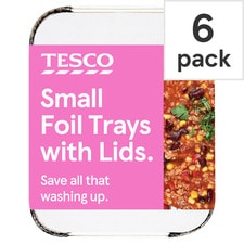 Tesco Oven Foil Small Trays With Lids 6 Pack
