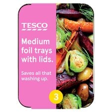 Tesco Oven Foil Medium Trays With Lids 3 Pack