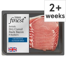 Tesco Finest Unsmoked Dry Cure Back Bacon 8 Pack 240G