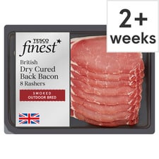 Tesco Finest Smoked Dry Cure Back Bacon 8 Pack 240G