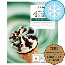 Tesco Mint & Chocolate Cones 4 X 110Ml