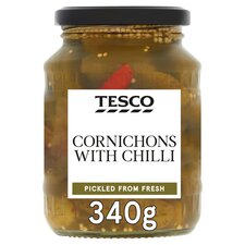 Tesco Cornichons With Chilli 340G