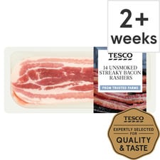 Tesco Unsmoked Streaky Bacon 14 Rashers 300G