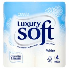 Tesco Luxury Soft Toilet Tissue 4 Roll White