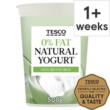 Tesco 0% Fat Natural Yogurt 500G