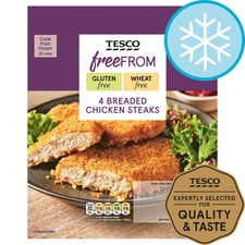 Tesco Free From 4 Breaded Chicken Steaks 380G