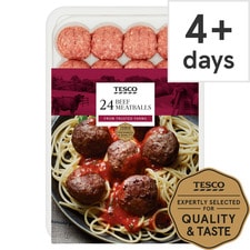 Tesco 24 Beef Meatballs 672G