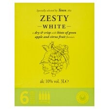 Tesco Zesty White Wine Bag In Box 3 Litre