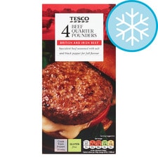 Tesco 4 Beef Quarter Pounders 454G