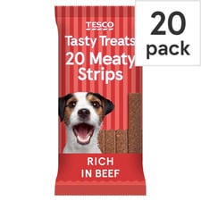 Tesco Meaty Strips Rich In Beef Dog Treats 200G